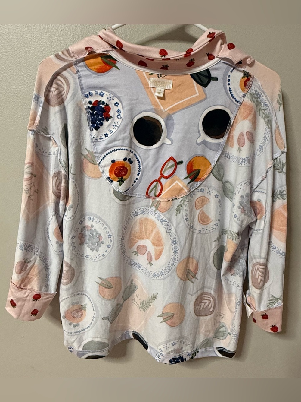 Beauty Sleep Social Pajama Set Womens Breakfast Coffee Croissant Billie Small - Picture 7 of 16